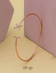 ZM101400 - 925 Silver Rose Gold Adjustable Bangle 1-Zilmor