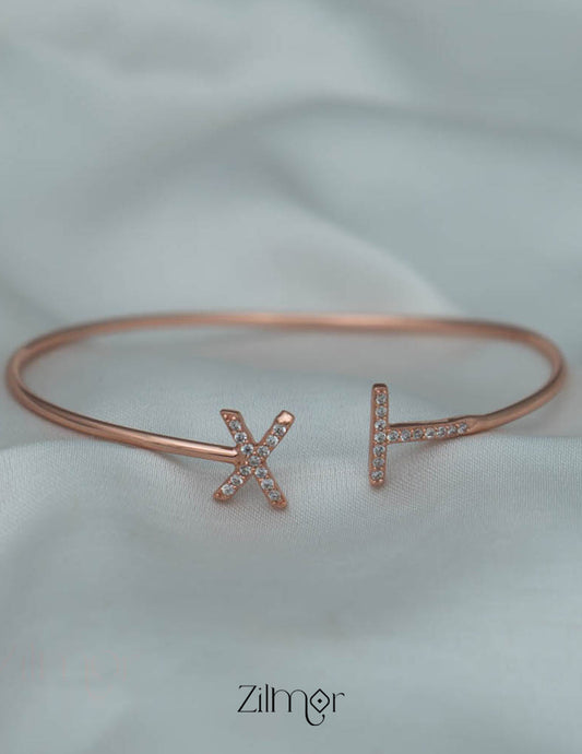 ZM101400 - 925 Silver Rose Gold Adjustable Bangle 2-Zilmor