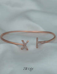 ZM101400 - 925 Silver Rose Gold Adjustable Bangle 2-Zilmor