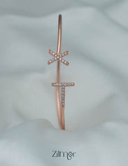 ZM101400 - 925 Silver Rose Gold Adjustable Bangle 3-Zilmor