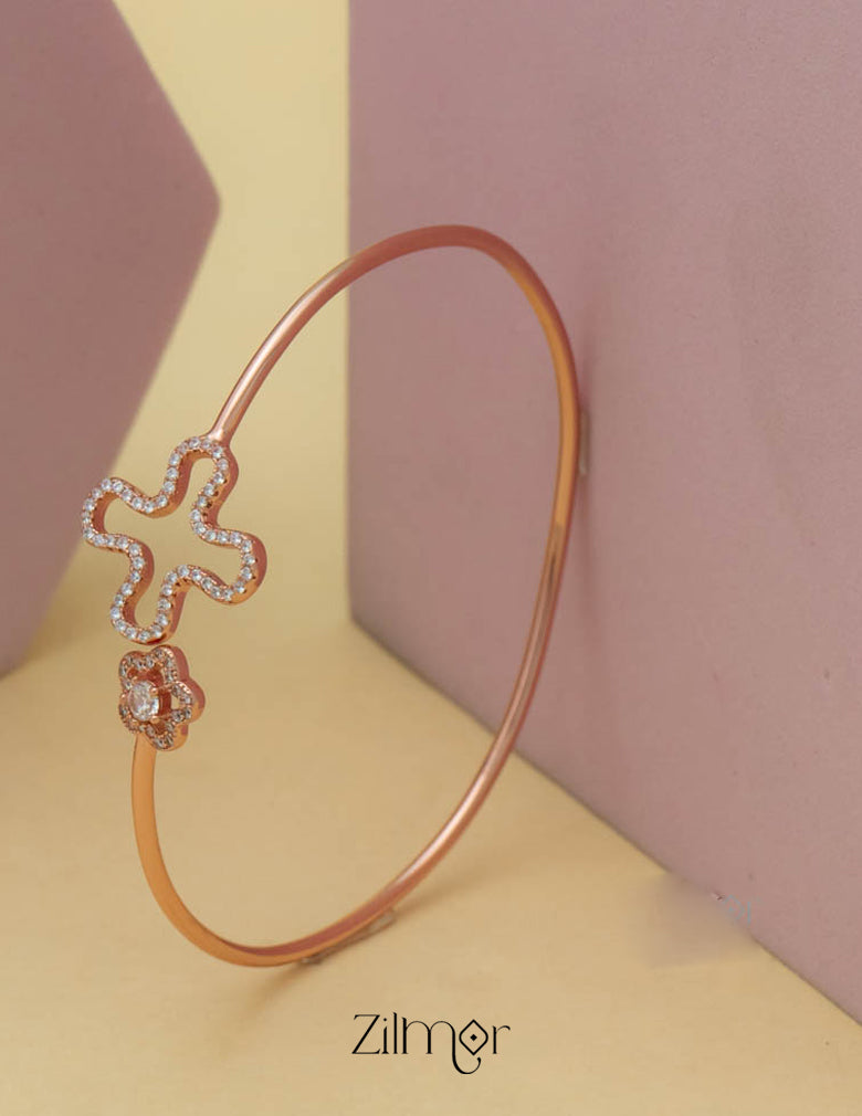 ZM101402 - 925 Silver Rose Gold Adjustable Bangle 1-Zilmor