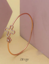 ZM101402 - 925 Silver Rose Gold Adjustable Bangle 1-Zilmor