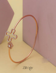 ZM101402 - 925 Silver Rose Gold Adjustable Bangle 1-Zilmor