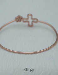 ZM101402 - 925 Silver Rose Gold Adjustable Bangle 3-Zilmor