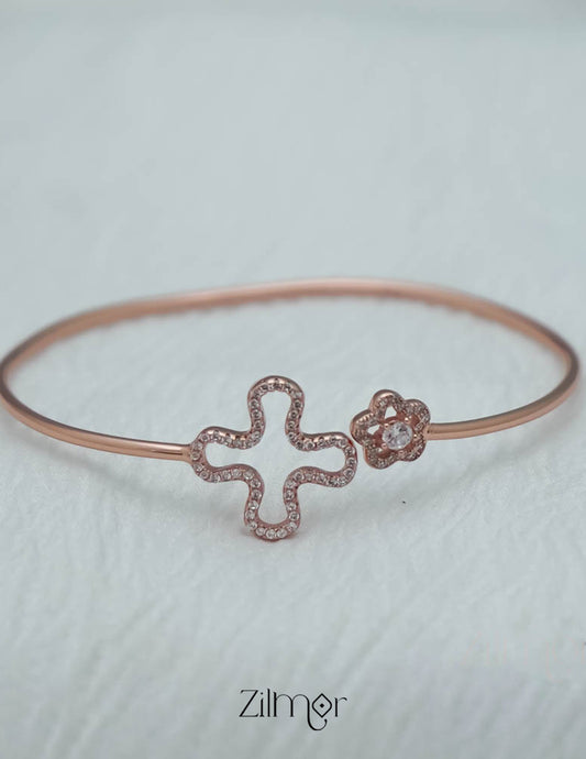 ZM101402 - 925 Silver Rose Gold Adjustable Bangle 2-Zilmor