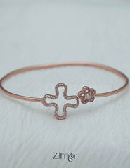 ZM101402 - 925 Silver Rose Gold Adjustable Bangle 2-Zilmor