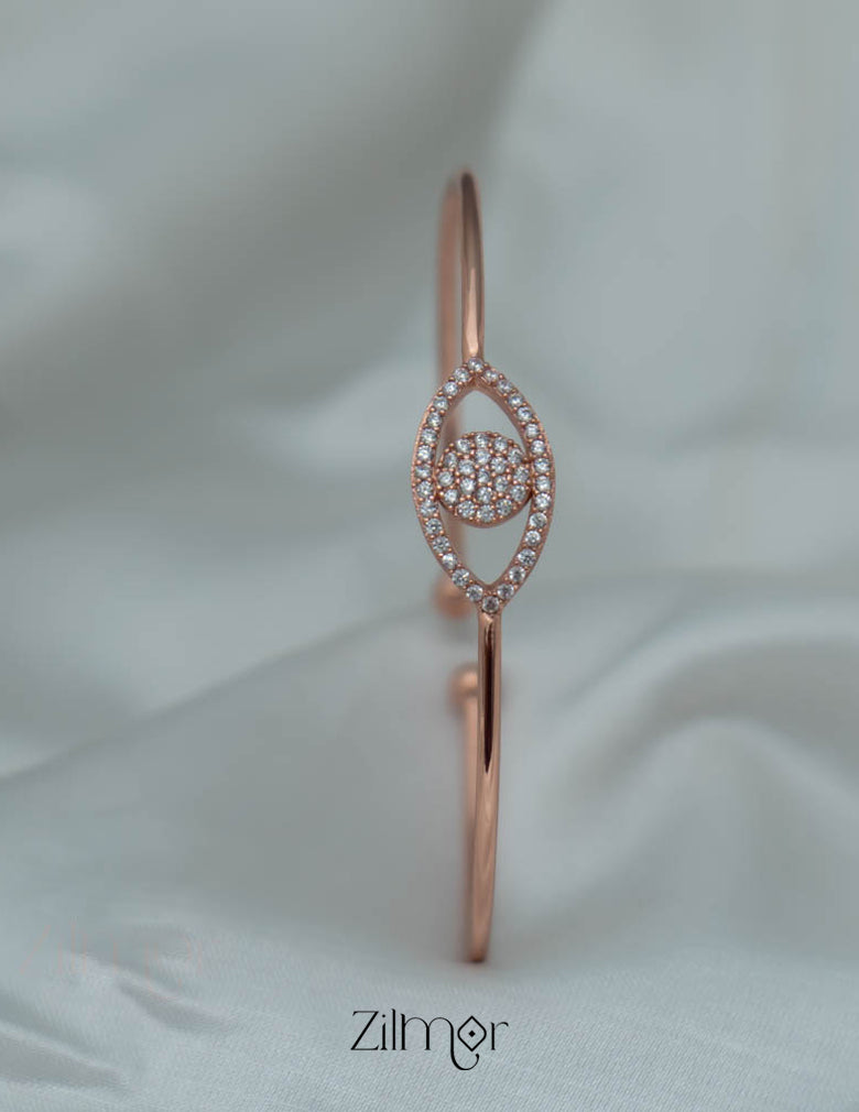 ZM101403 - 925 Silver Rose Gold Adjustable Bangle 3-Zilmor