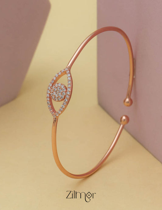 ZM101403 - 925 Silver Rose Gold Adjustable Bangle 1-Zilmor