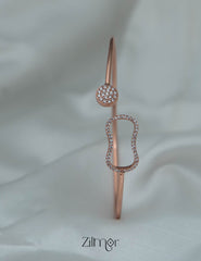 ZM101404 - 925 Silver Rose Gold Adjustable Bangle 2-Zilmor