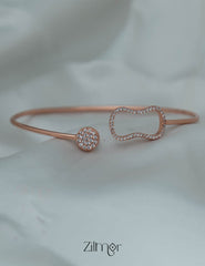ZM101404 - 925 Silver Rose Gold Adjustable Bangle 3-Zilmor