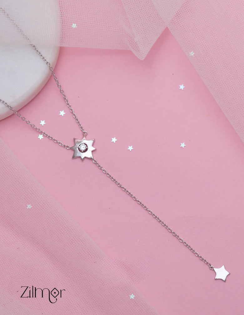 ZM101412 - 925 Sterling Silver CZ Stone Designed Pendant Necklace 1-Zilmor