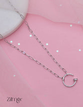 ZM101415 - 925 Sterling Silver CZ Stone Designed Pendant Necklace 1-Zilmor