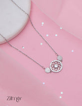 ZM101416 - 925 Sterling Silver CZ Stone Designed Pendant Necklace 1-Zilmor