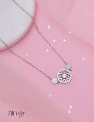 ZM101416 - 925 Sterling Silver CZ Stone Designed Pendant Necklace 1-Zilmor