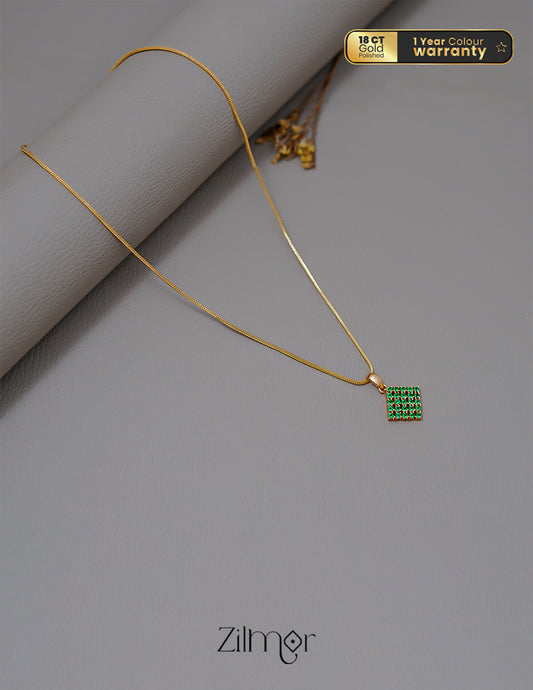 ZN1011523 - Gold Tone AD Stone Simple Necklace 2-Zilmor