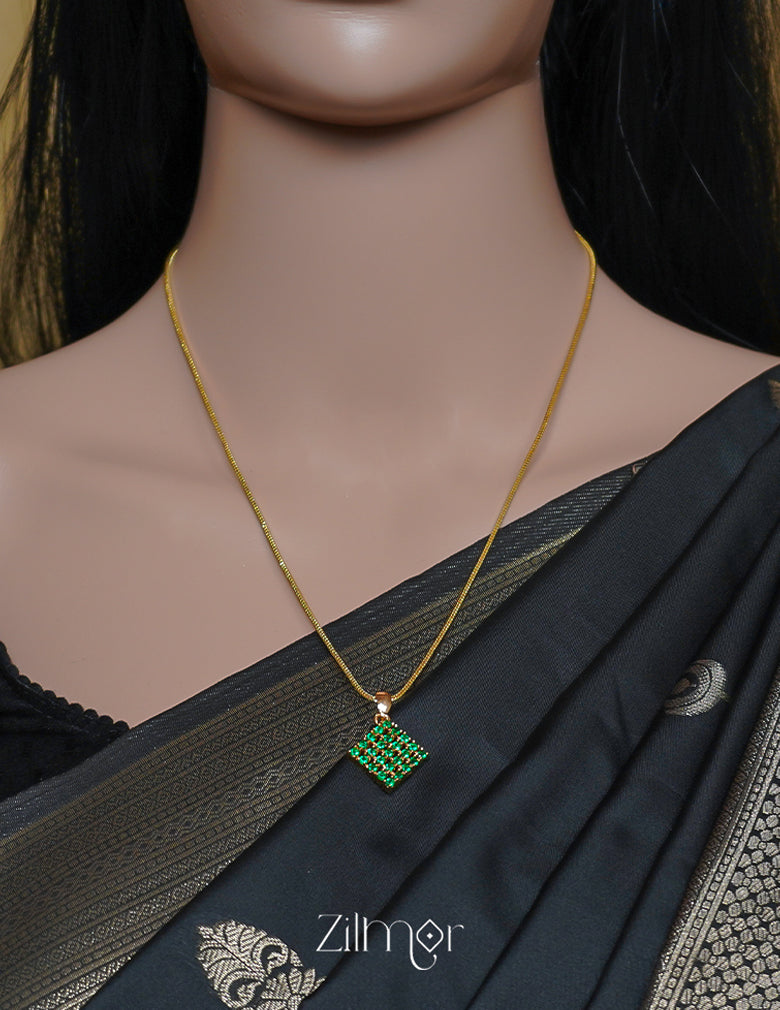 ZN1011523 - Gold Tone AD Stone Simple Necklace 4-Zilmor