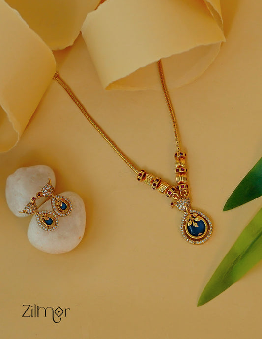 Antique AD stone necklace earring American diamond set color options jewelry for women