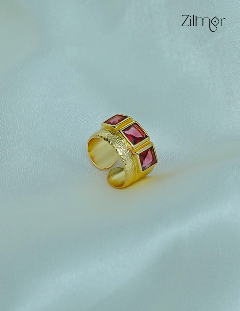 18K Gold Plated Semiprecius Stone Adjustable Ring (color option) -ZP1012178