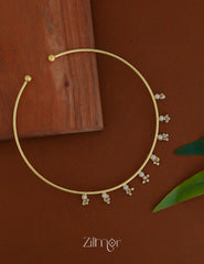 Golden Pearl Hasli choker worn with ethnic Indian attire.