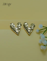 Modern golden heart stud earrings with anti-tarnish finish