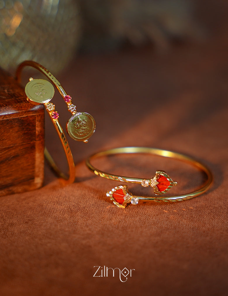 KY1011757- Gold tone Lakshmi coin &Palakka Kada Bangle Combo (color option) 1-Zilmor