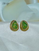 Trendy contemporary crystal stone golden stud earrings with anti-tarnish coating for women