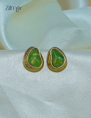 Trendy contemporary crystal stone golden stud earrings with anti-tarnish coating for women