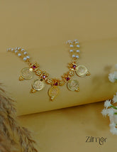 Double Layer 5 Kashu Lakshmi Pendant Pearl Necklace for Women