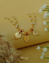 Double layer kashu Lakshmi pendant pearl choker necklace traditional jewelry for women