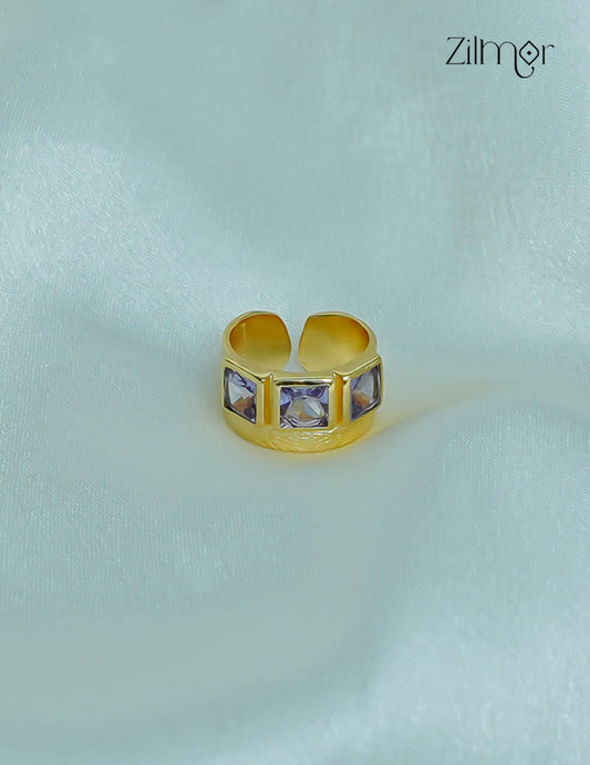 18K Gold Plated Semiprecius Stone Adjustable Ring (color option) -ZP1012178