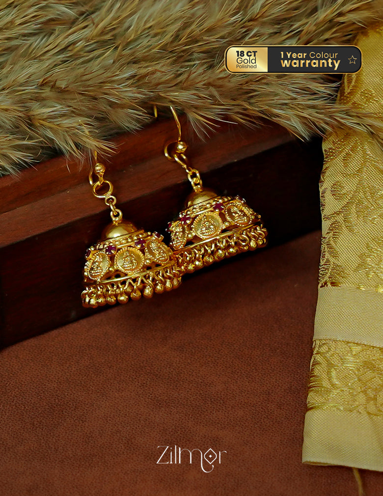 Gold Plated Lakshmi Hook Jhumkas Earrings for Women