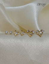 Gold Tone AD Stone Studs – Elegant Combo Earrings for Women