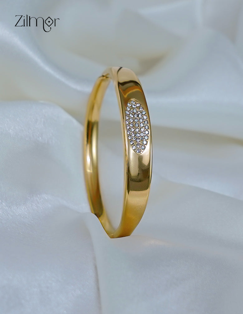 Elegant Golden Ad Stone Openable Anti Tarnish Bracelet Bangle for Women