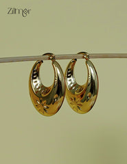 Trendy contemporary golden anti-tarnish hoop earrings for women