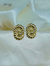 Trendy contemporary golden stud earrings with anti-tarnish coating for women-ZF1012093