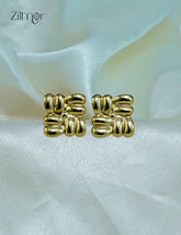 Trendy contemporary golden stud earrings with anti-tarnish coating for women-ZF1012094