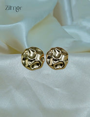 Trendy contemporary golden stud earrings with anti-tarnish coating for women