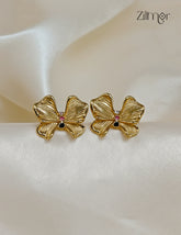 Trendy contemporary golden butterfly stud earrings with anti-tarnish coating for women
