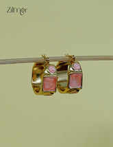 Trendy golden enamel hoop earrings with anti-tarnish finish for women