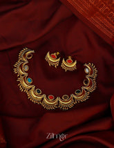 Half moon antique necklace earrings set traditional jewelry for women