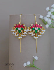 Kemp lotus with pearl earcuff earrings traditional jewelry for women