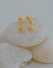 Lightweight gold tone Bugadi earrings with ad stone danglers for all-day wear.