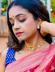 SN1011863- Premium Antique AD Stone Necklace with Earrings