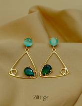 Minimal triangle drop earrings with multi colour stones for women
