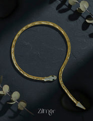 Antique Finish Golden Snake Hasli Choker with Sparkling AD Stones