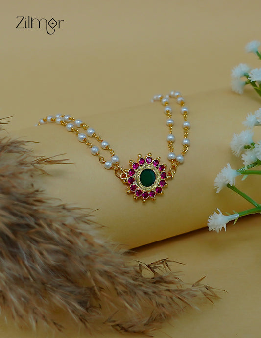 Premium pearl necklace with palakka flower pendant traditional Kerala jewelry for women