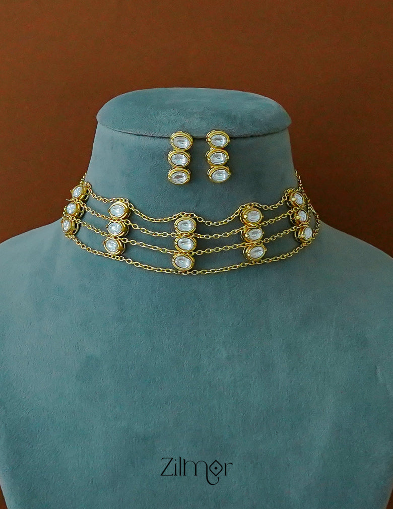 Stylish Multi Layer Moissanite Necklace Earrings Set for Women