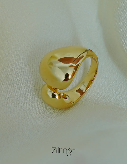 Stylish 18K Gold Plated Wrap Style Dome Adjustable Ring for Women