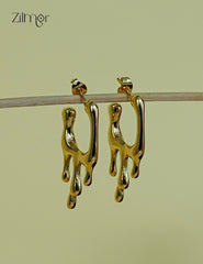 Contemporary style golden hoop earrings with anti-tarnish finish, fashion jewelry for women