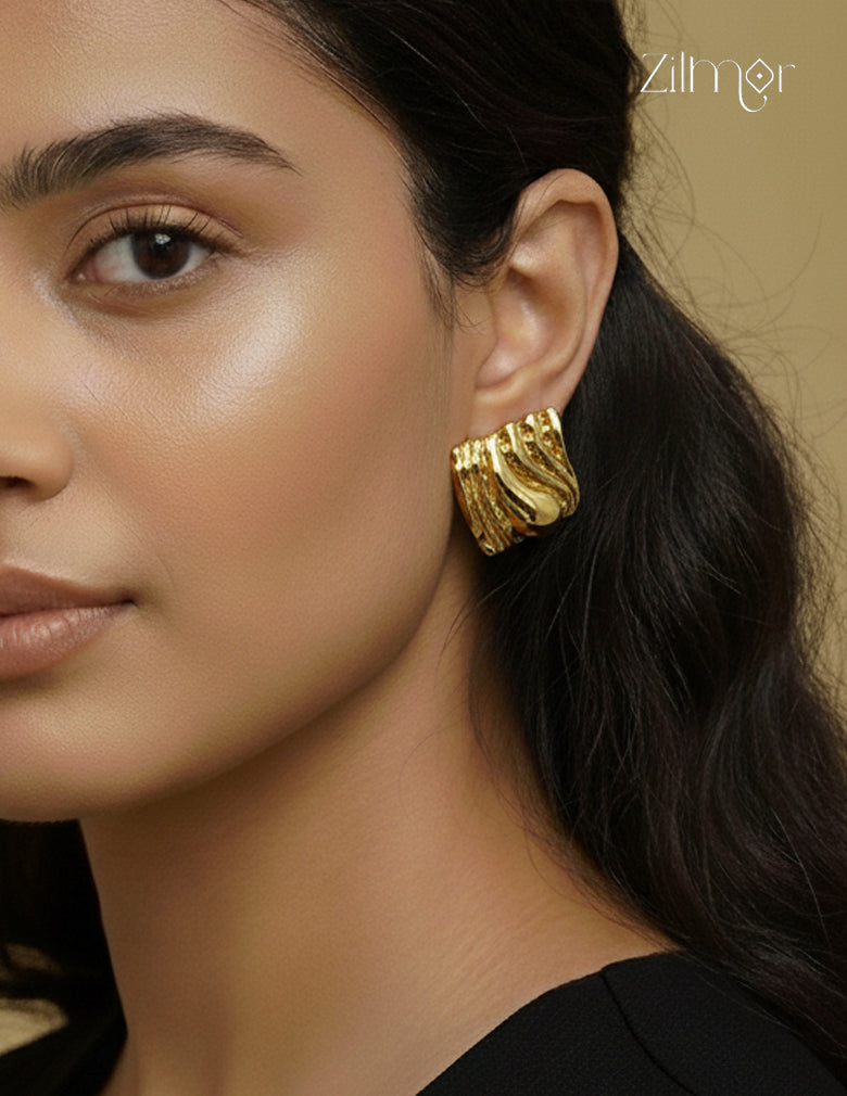 style golden stud earrings with anti-tarnish coating, everyday fashion jewelry for women